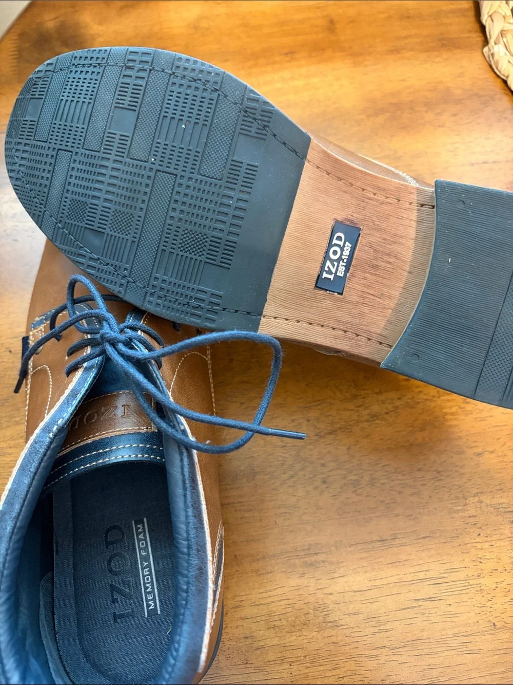 Izod Men's Brown Chukka Boots with Blue Trim